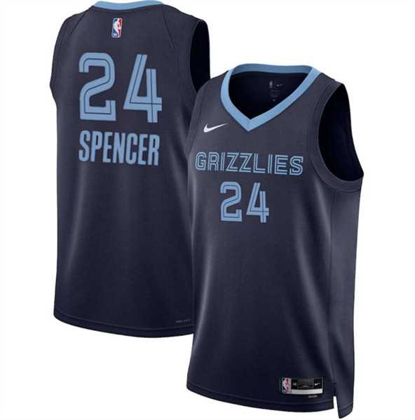 Men%27s Memphis Grizzlies #24 Cam Spencer Navy 2024 Draft Icon Edition Stitched Jersey Dzhi->memphis grizzlies->NBA Jersey